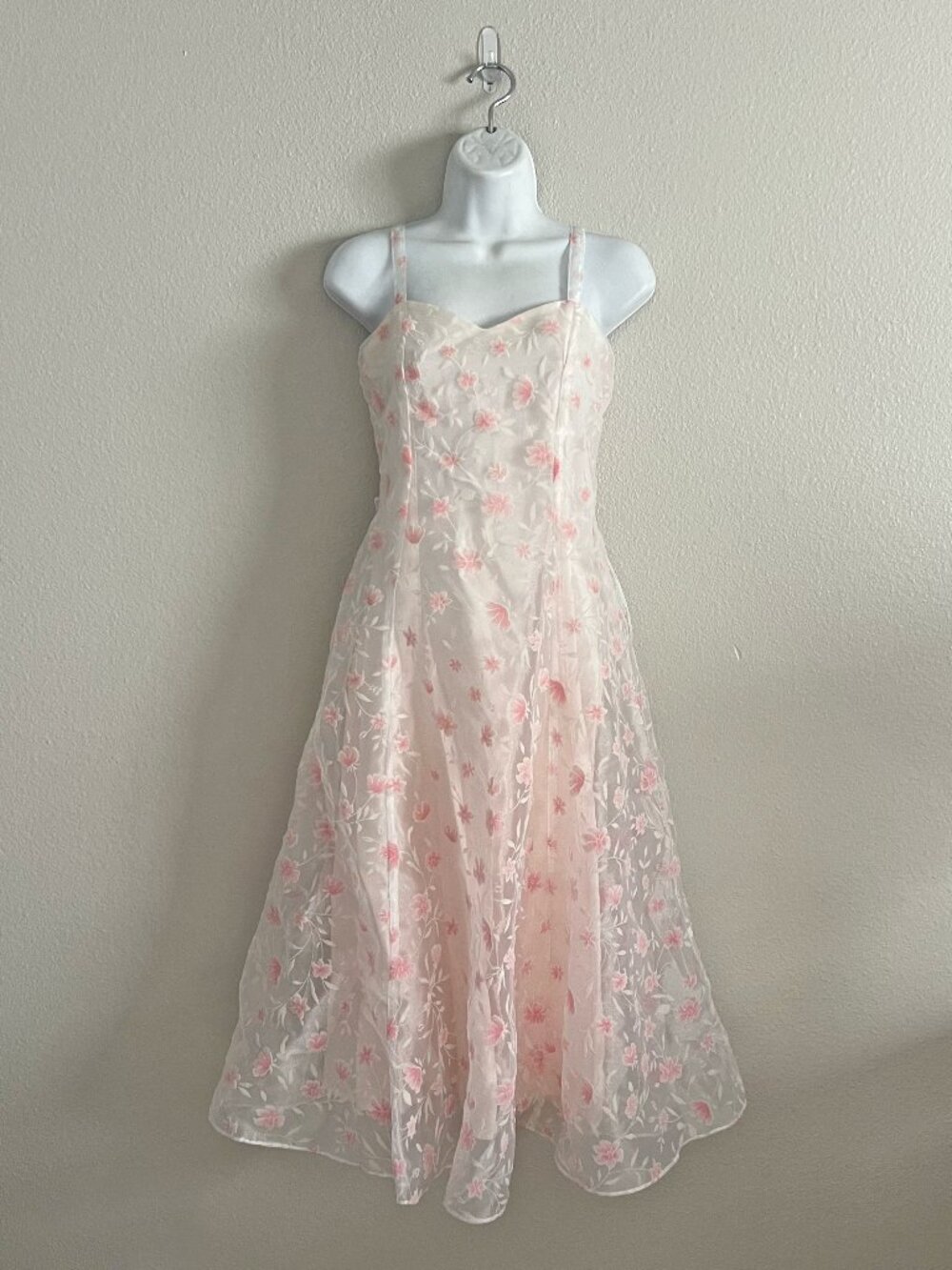 Y2K Youth Girls Formal Chiffon Cherry Blossom Blush Pink Dress Sweet Kids Sz 14